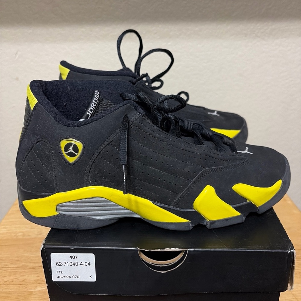 Nike Air Jordan 14 Retro GS Black Sneakers with Yellow Accents
